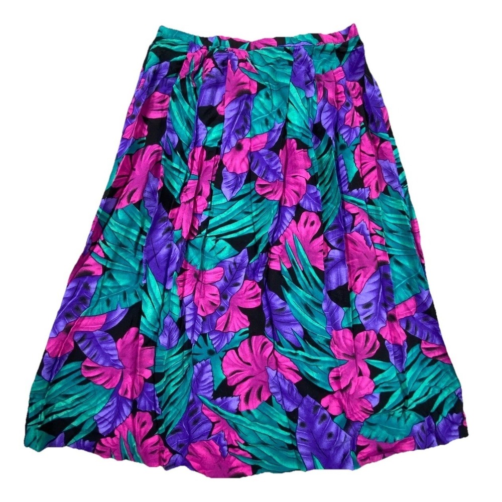 Vintage Block Island by Marina Pappas Skirt Women 12P Multicolor Floral Tropical